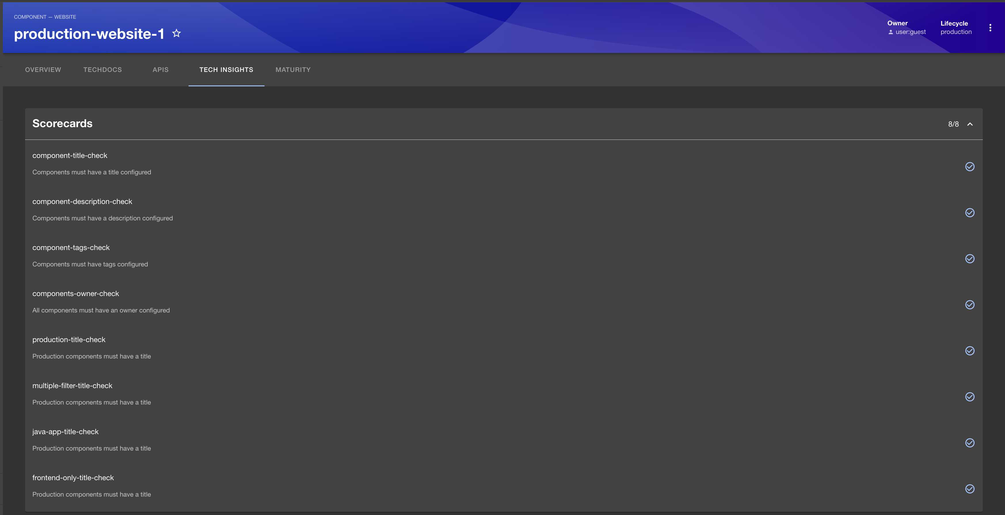 Tech Insights tab with multiple checks